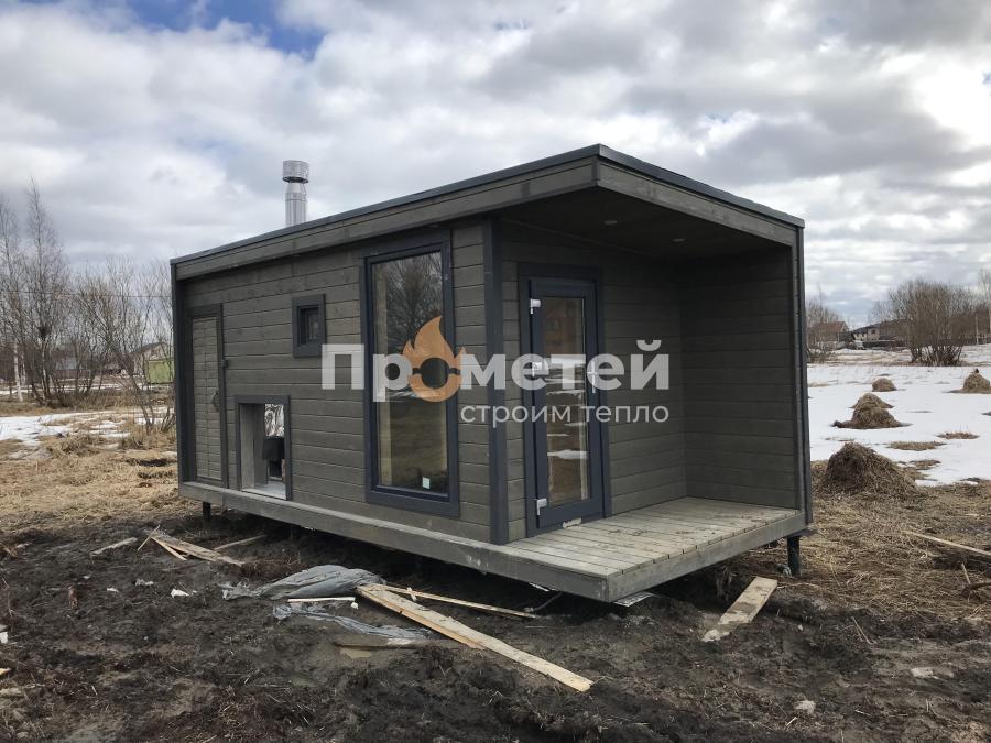 Каркасная баня Скаген 2.4x6 метров с хозяйственным блоком