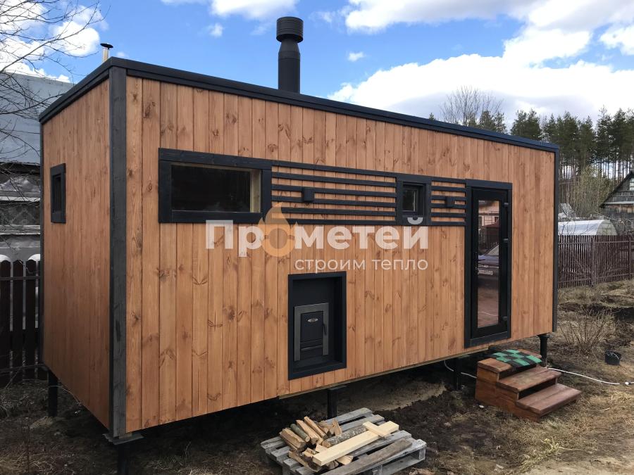 Каркасная баня Норд 2.5x6 метров