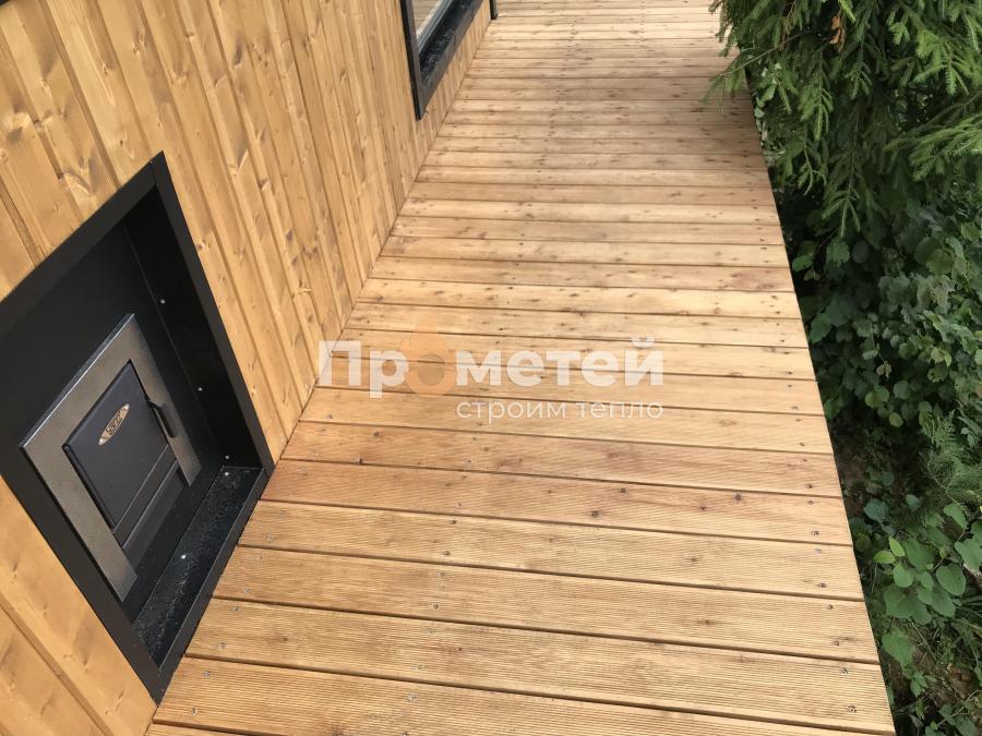 Каркасная баня Норд 2.5x6 метров с террасой