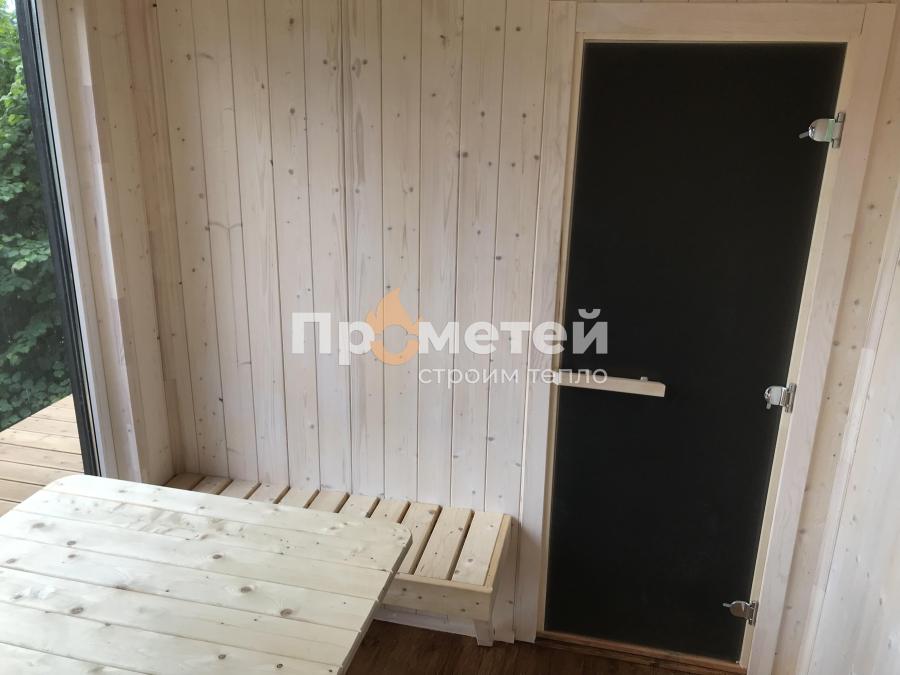 Каркасная баня Норд 2.5x6 метров с террасой