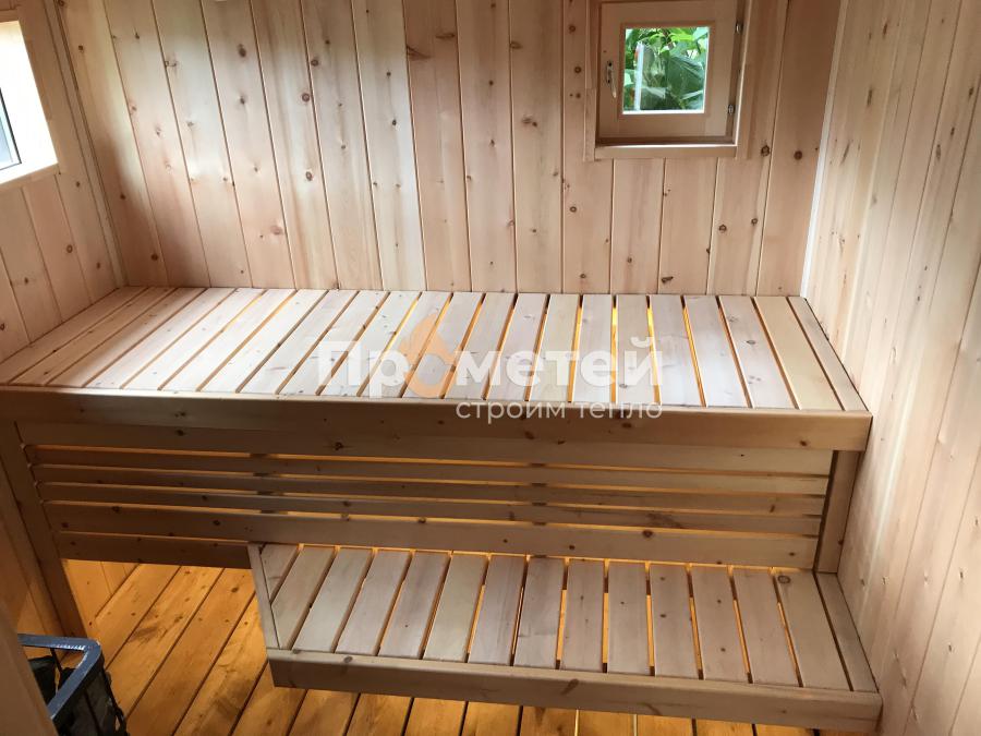Каркасная баня Норд 2.5x6 метров с террасой