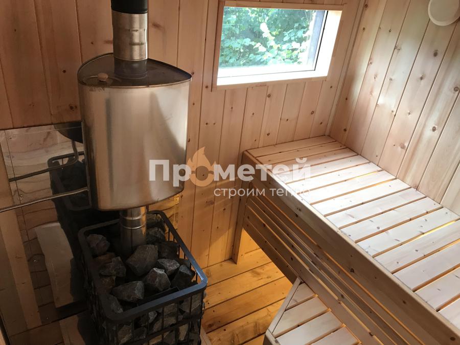 Каркасная баня Норд 2.5x6 метров с террасой