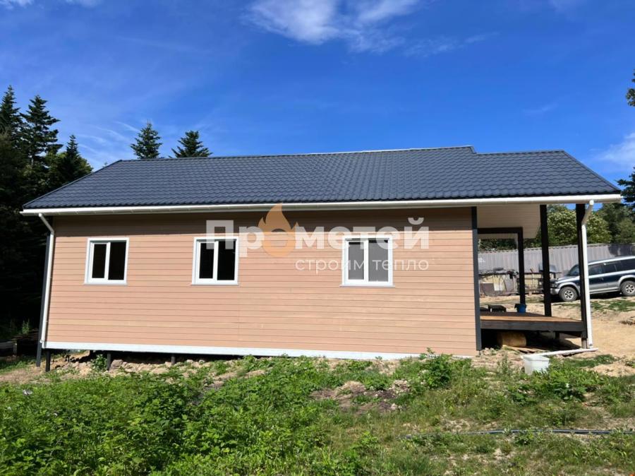 Каркасный 1-этажный дом 12x8 метров с сауной