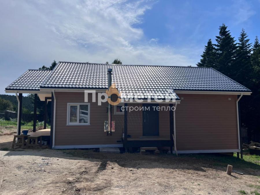 Каркасный 1-этажный дом 12x8 метров с сауной