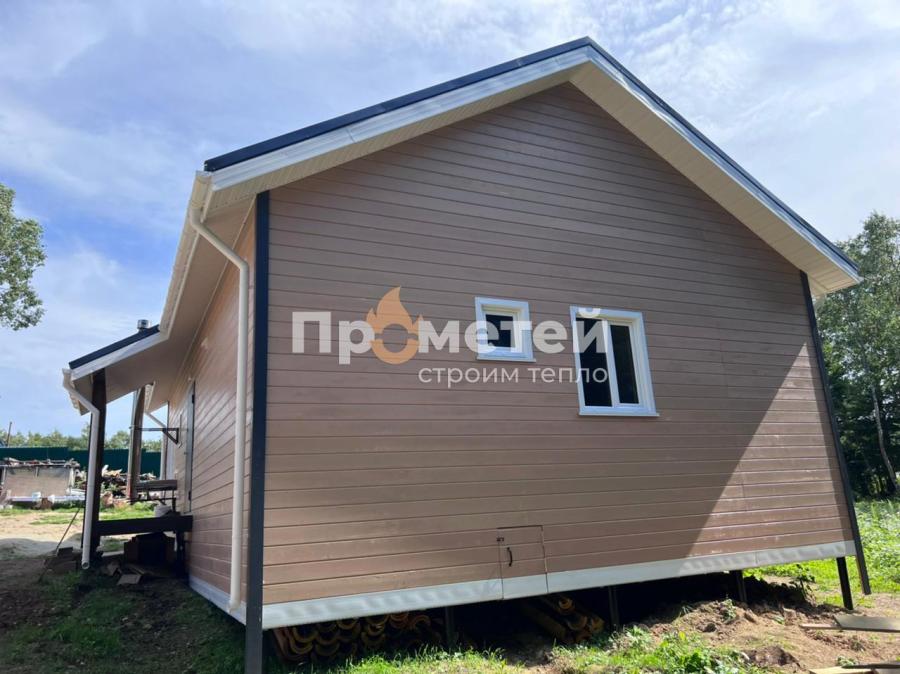 Каркасный 1-этажный дом 12x8 метров с сауной