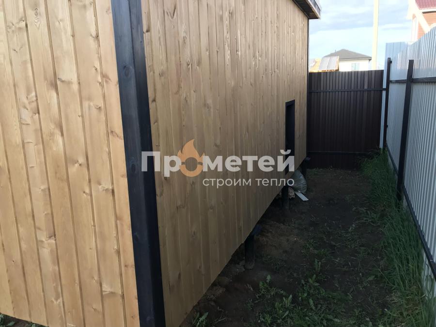 Г-образная каркасная баня Норд 2.5x5 метров с модулем 2.5х3 метра