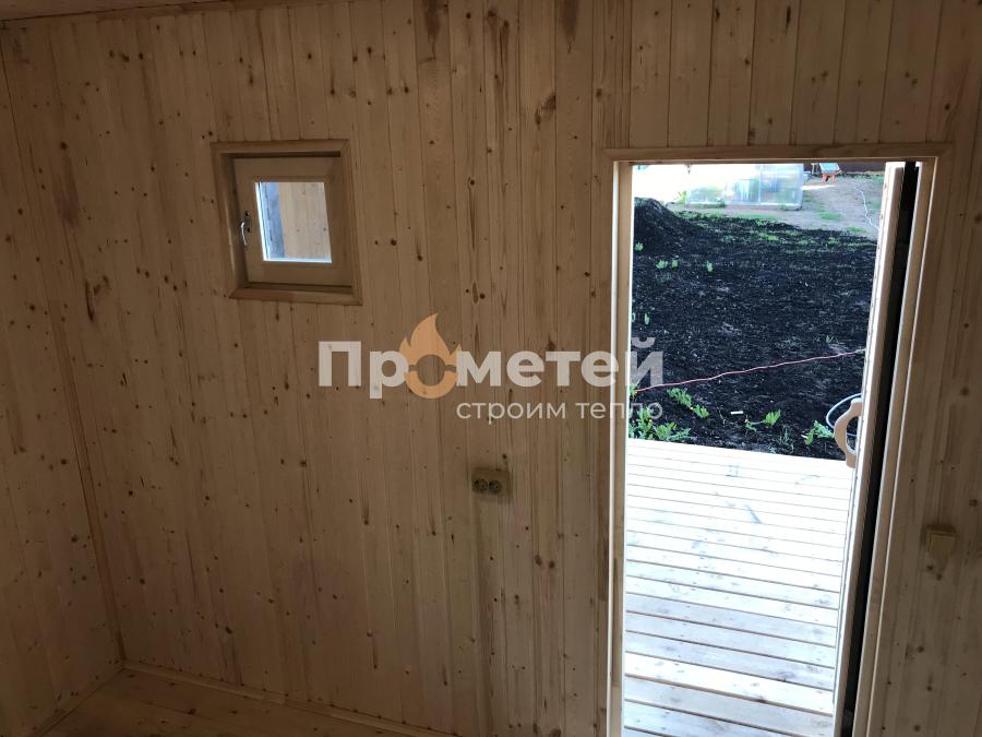 Г-образная каркасная баня Норд 2.5x5 метров с модулем 2.5х3 метра