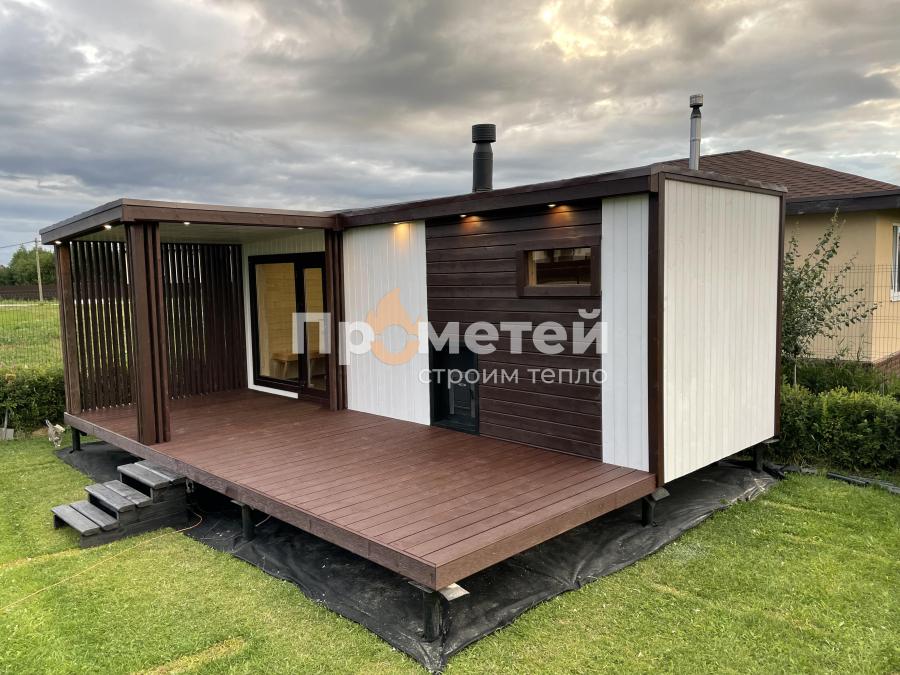 Каркасная баня Норд 2.5х7 метров