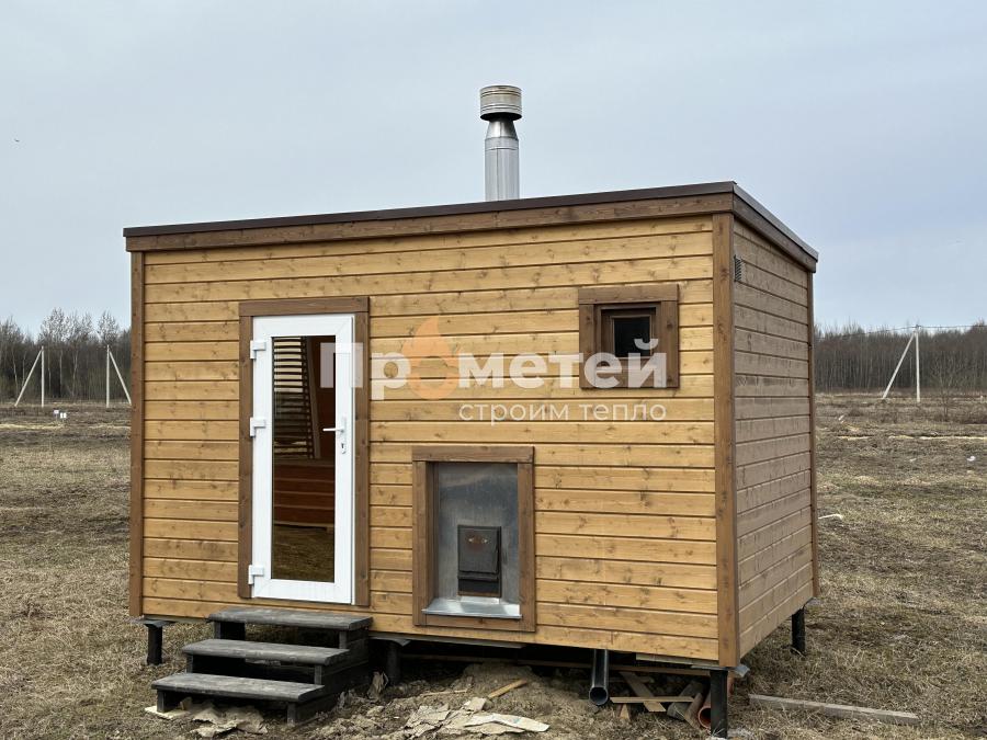 Реализованный проект Каркасная баня Дача 2.4x4 метра