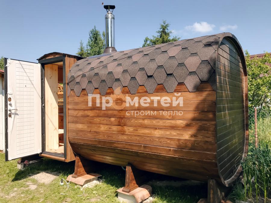 Квадро баня бочка 5 метров с боковым входом