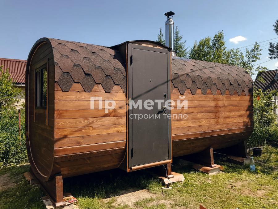 Квадро баня бочка 5 метров с боковым входом