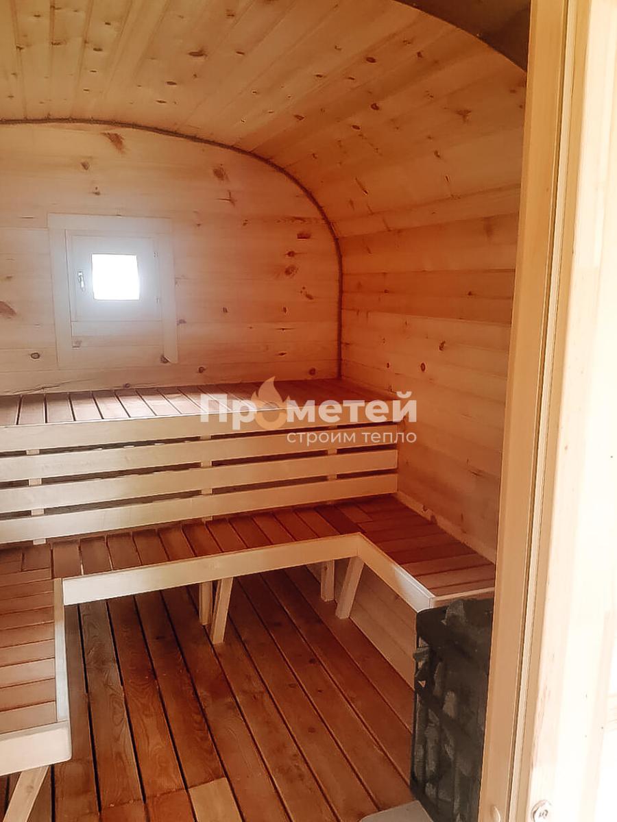 Квадро баня бочка 5.5 метров с козырьком