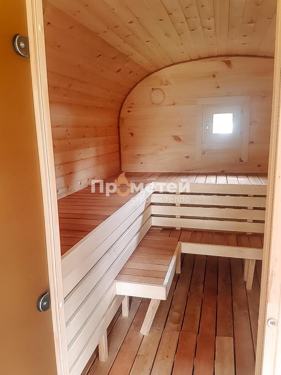 Квадро баня бочка 5.5 метров с козырьком