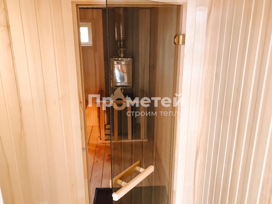Каркасная баня 2.5x8 метров с террасой
