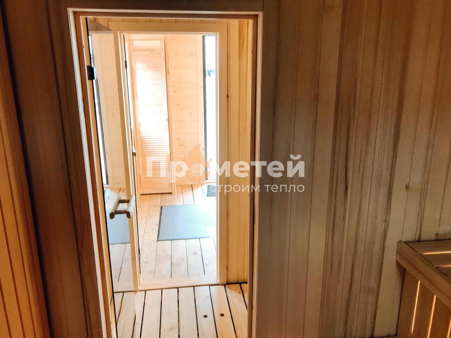 Каркасная баня 2.5x8 метров с террасой