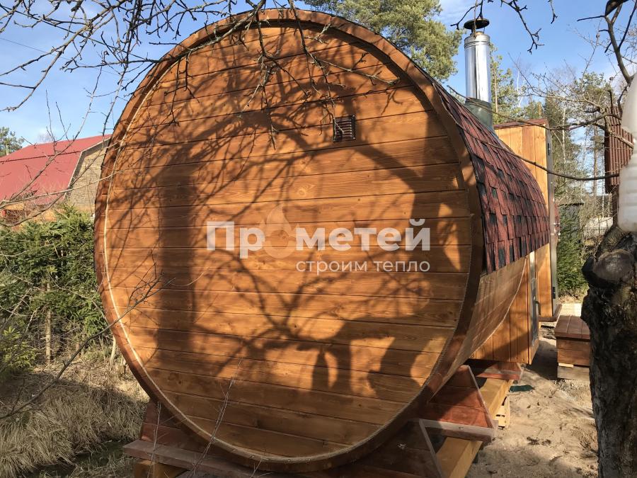Круглая баня бочка 6 метров с боковым входом