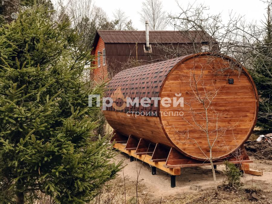 Круглая баня бочка 6 метров с боковым входом