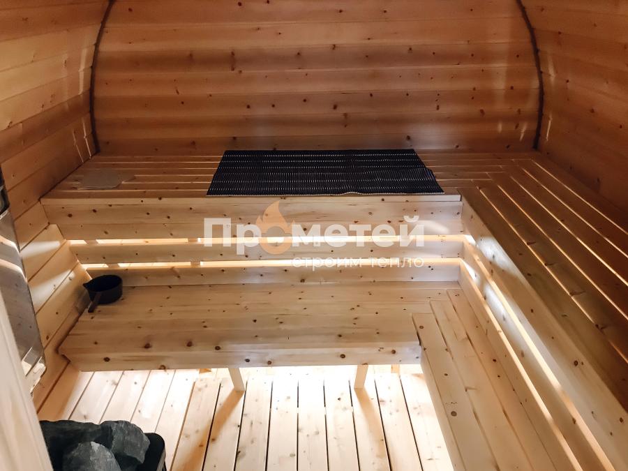 Круглая баня бочка 6 метров с боковым входом