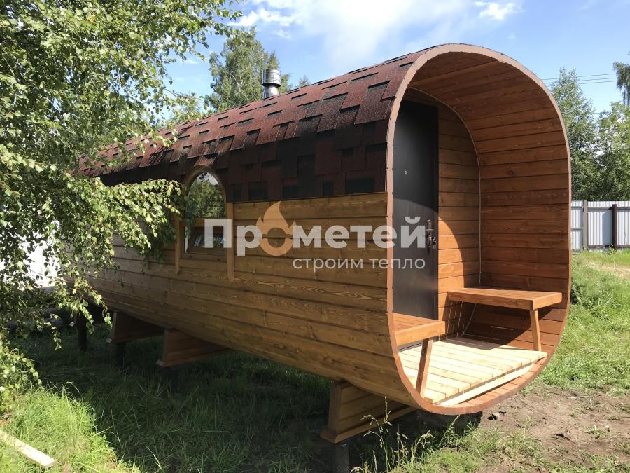 Квадро баня бочка 5.5 метров с террасой