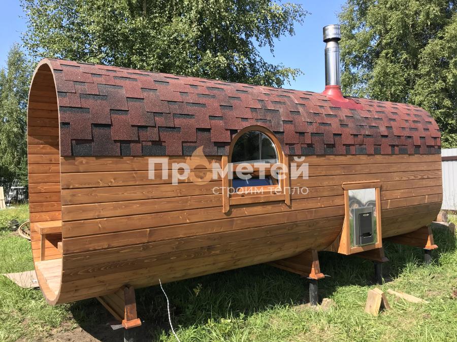 Квадро баня бочка 5.5 метров с террасой