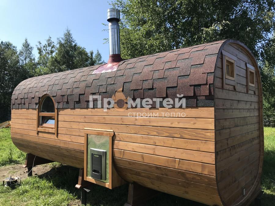 Квадро баня бочка 5.5 метров с террасой