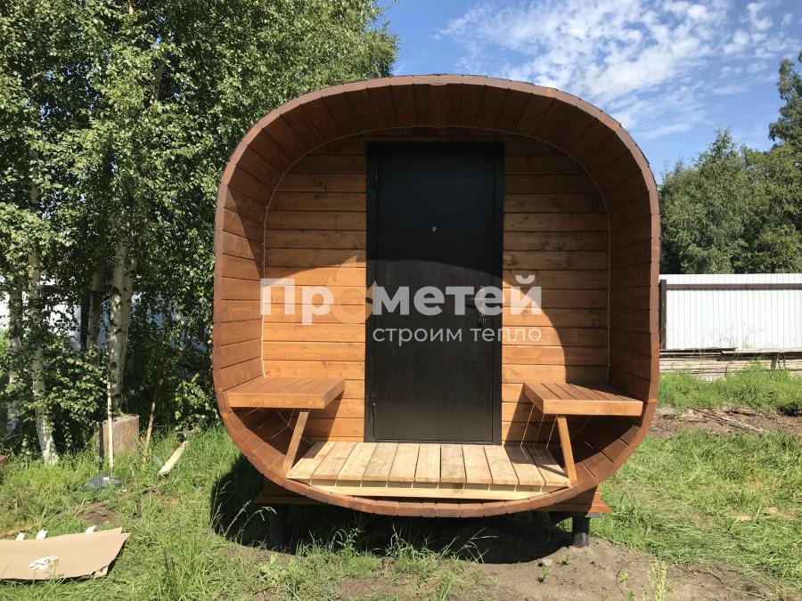 Квадро баня бочка 5.5 метров с террасой