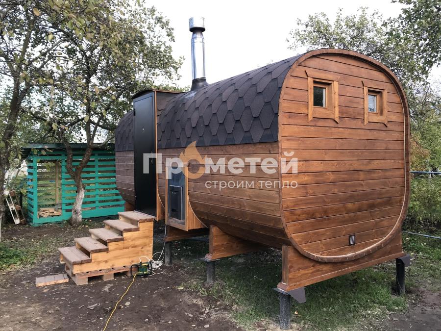 Квадро баня бочка 5 метров с боковым входом