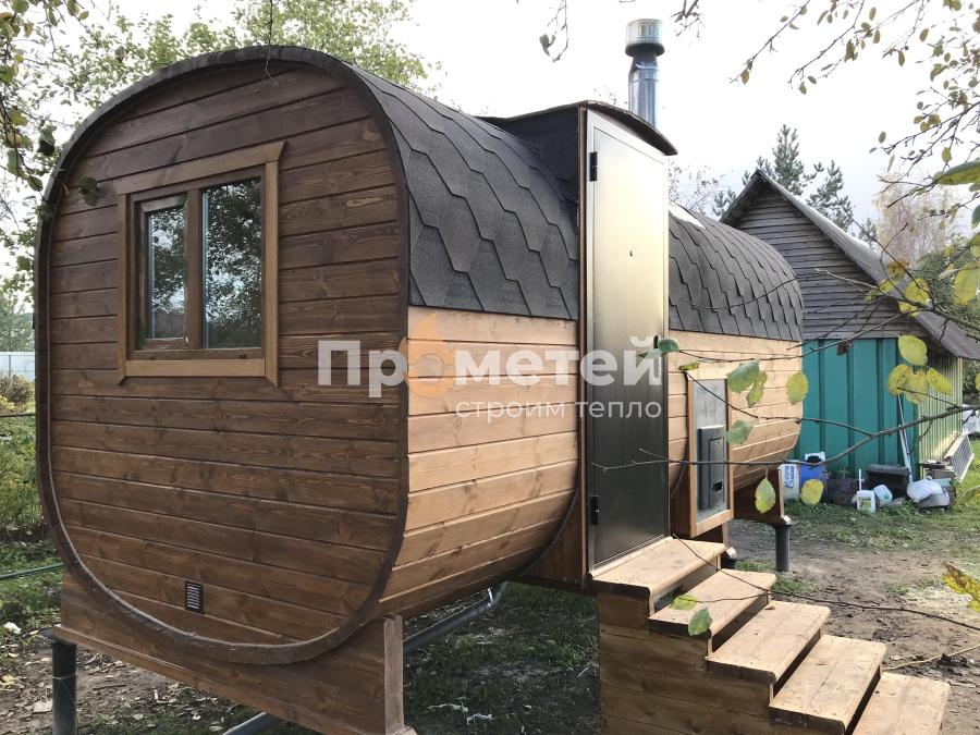 Квадро баня бочка 5 метров с боковым входом