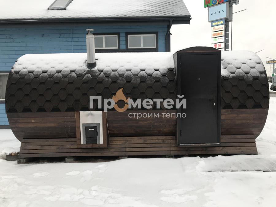 Круглая баня бочка 6 метров с боковым входом