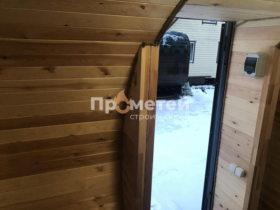 Круглая баня бочка 6 метров с боковым входом