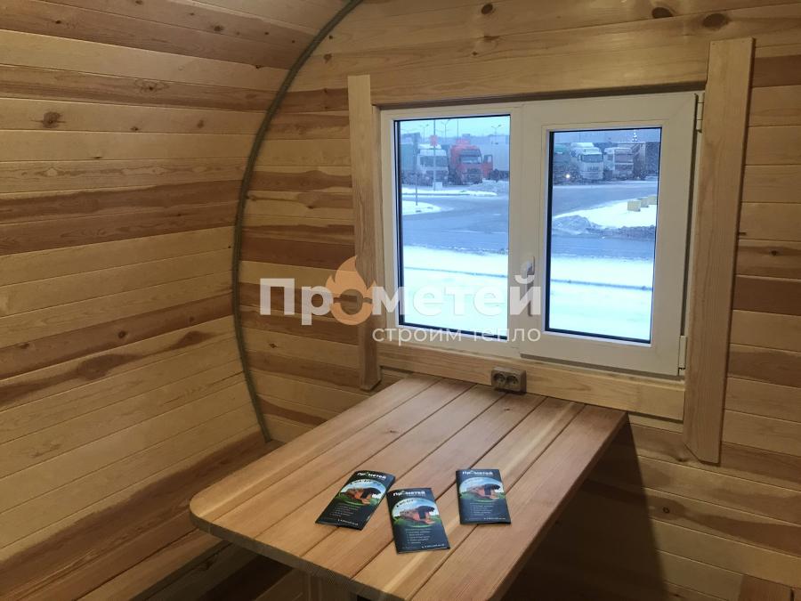 Круглая баня бочка 6 метров с боковым входом