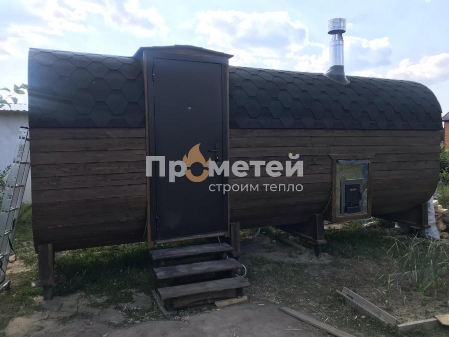 Реализованный проект Квадро баня бочка 6 метров с боковым входом