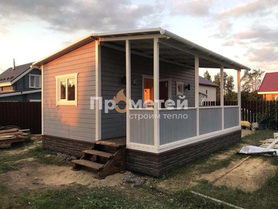 Реализованный проект Каркасная баня 3x6 метров с террасой