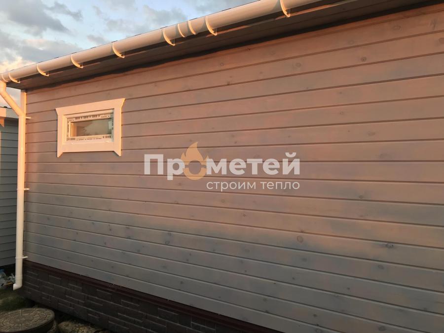 Каркасная баня 3x6 метров с террасой