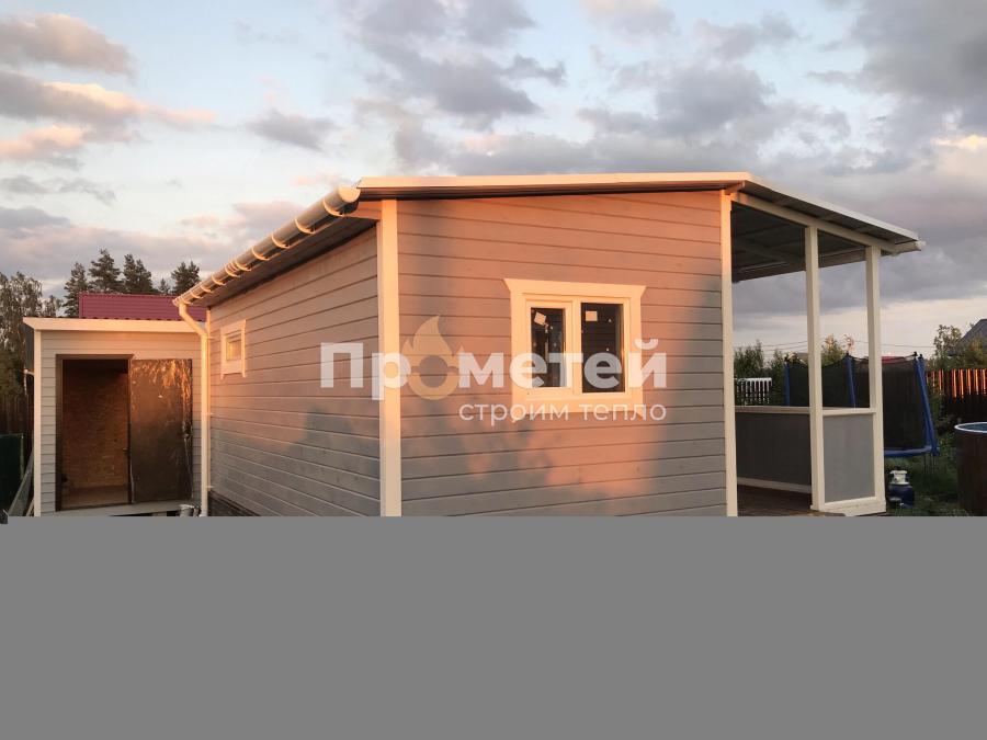 Каркасная баня 3x6 метров с террасой