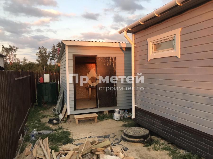 Каркасная баня 3x6 метров с террасой