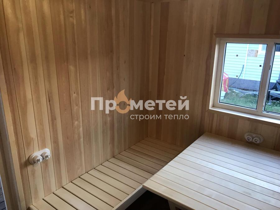 Каркасная баня 3x6 метров с террасой