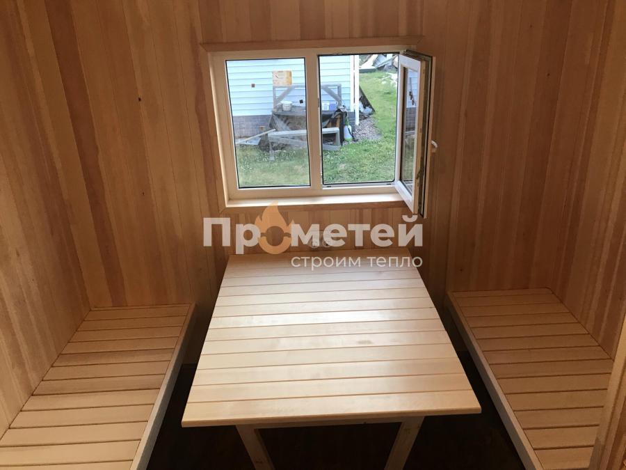 Каркасная баня 3x6 метров с террасой