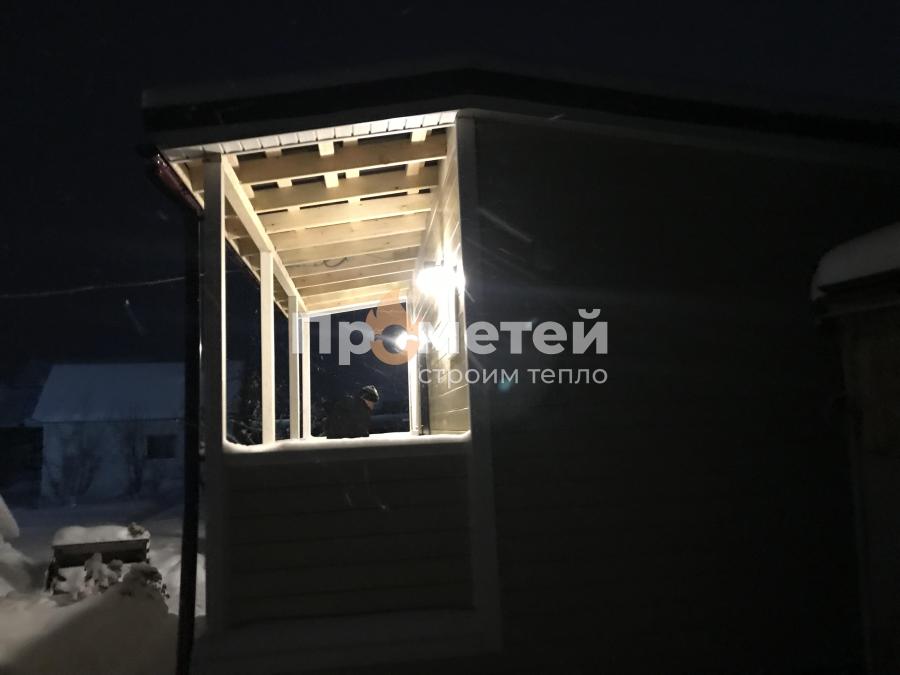 Каркасная баня 4.5x6 метров с террасой