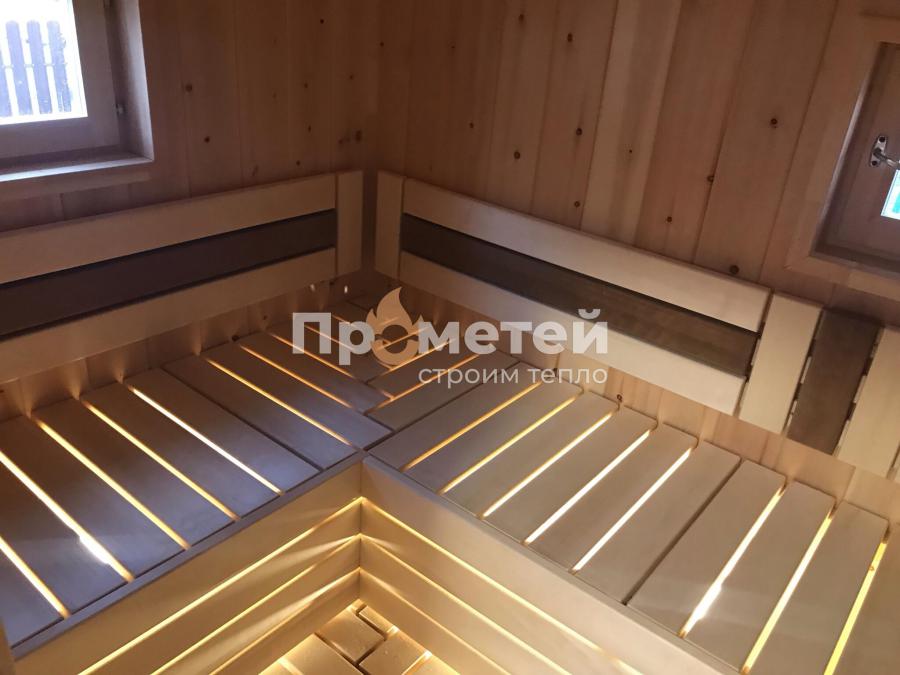 Каркасная баня 3x6 метров с террасой