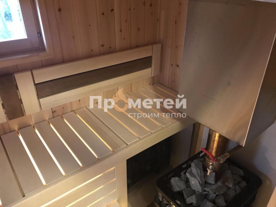 Каркасная баня 3x6 метров с террасой