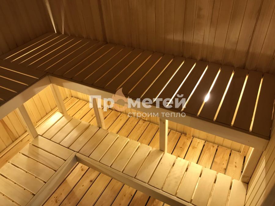 Каркасная баня 4.5x6 метров с террасой