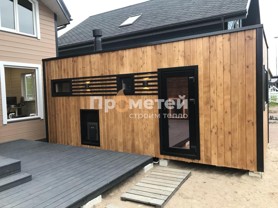 Реализованный проект Каркасная баня Норд 2.5x6 метров