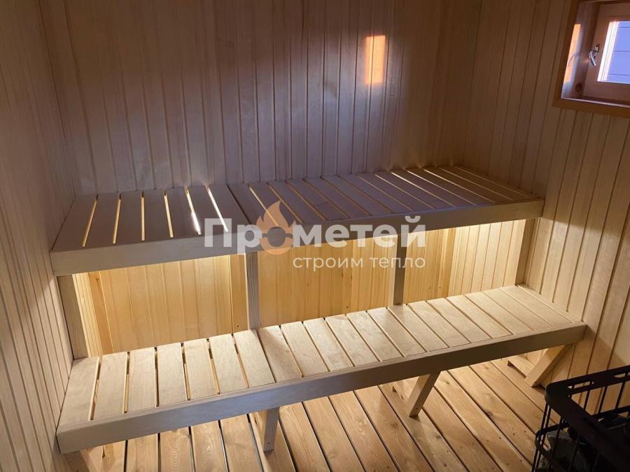 Каркасная баня Сканди 2.4x6 метров с террасой