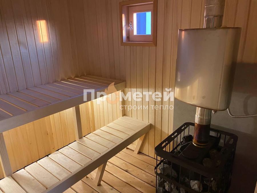 Каркасная баня Сканди 2.4x6 метров с террасой