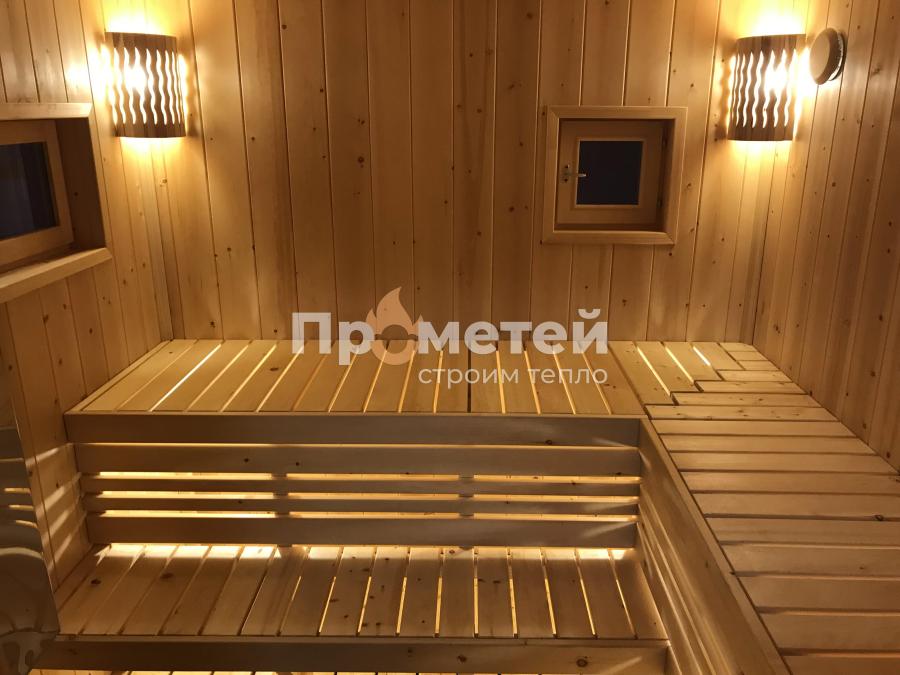 Каркасная баня Норд 2.5x6 метров с навесами