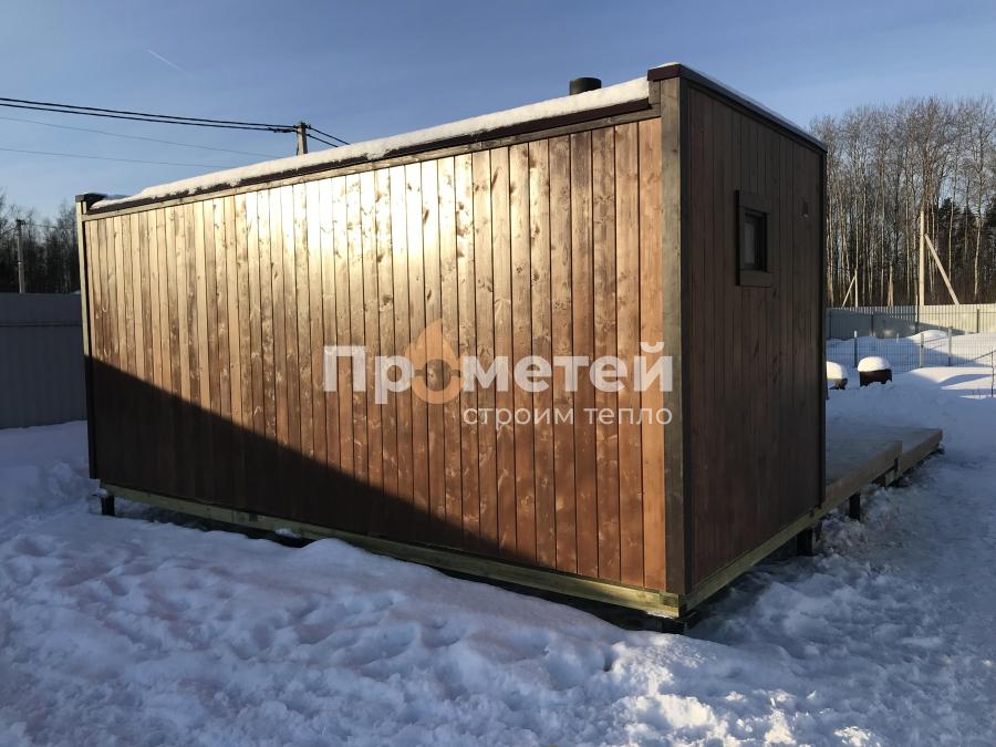 Г-образная каркасная баня Норд 2.5x6 метров с модулем 2.5x3 метра