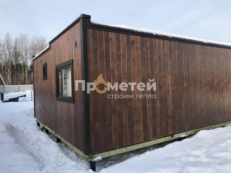 Г-образная каркасная баня Норд 2.5x6 метров с модулем 2.5x3 метра