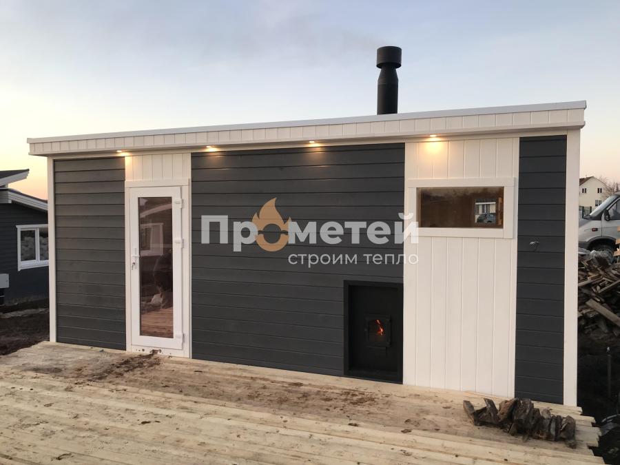 Каркасная баня Норд 2.5x6 метров