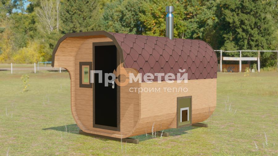 Квадро баня бочка 3.5 метра с козырьком